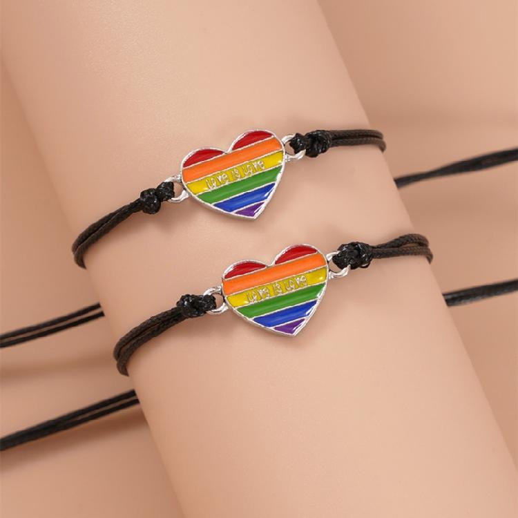 2x Minimalist Bracelet Rainbow Color Charm Wax Rope Bracelet Friendship Jewelry