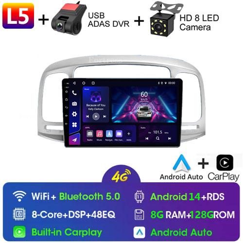 8G 128G Car Radio Android Auto Carplay For Hyundai Accent 2008 -2011Multimedia Qled Screen Stereo Autoradio GPS Navigation Wifi