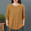 Autumn Round Neck Cotton Casual Loose Three-quarter Sleeve Knit Sweater Women Retro Literary Loose Thin T-shirt Women
