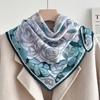 Chinese Camellia Red Cotton and Linen Feel Scarf Women's Small Square Scarf Spring, Autumn and Winter Thin Neck Multifunctional Scarf