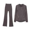 Women's Flare Pants & Jacket Set - Slim Fit Long Sleeve Outerwear for Running & Yoga