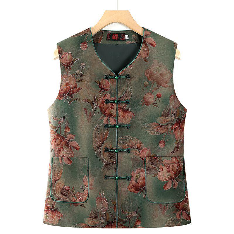 Women's Tang Suit Vest: Spring/Autumn Style for Middle-aged/Elderly, Grandma/Mother's Cardigan