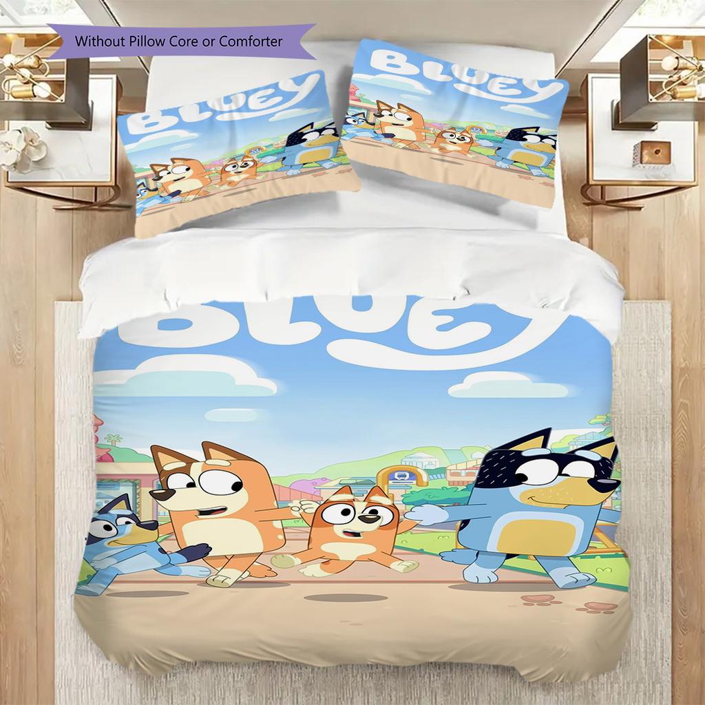 Bluey Friends Adventure Threepiece Set 1 Duvet Cover 2 Pillowcase Without Core Duvet Cover And Pillowcase Soft And Comfortable