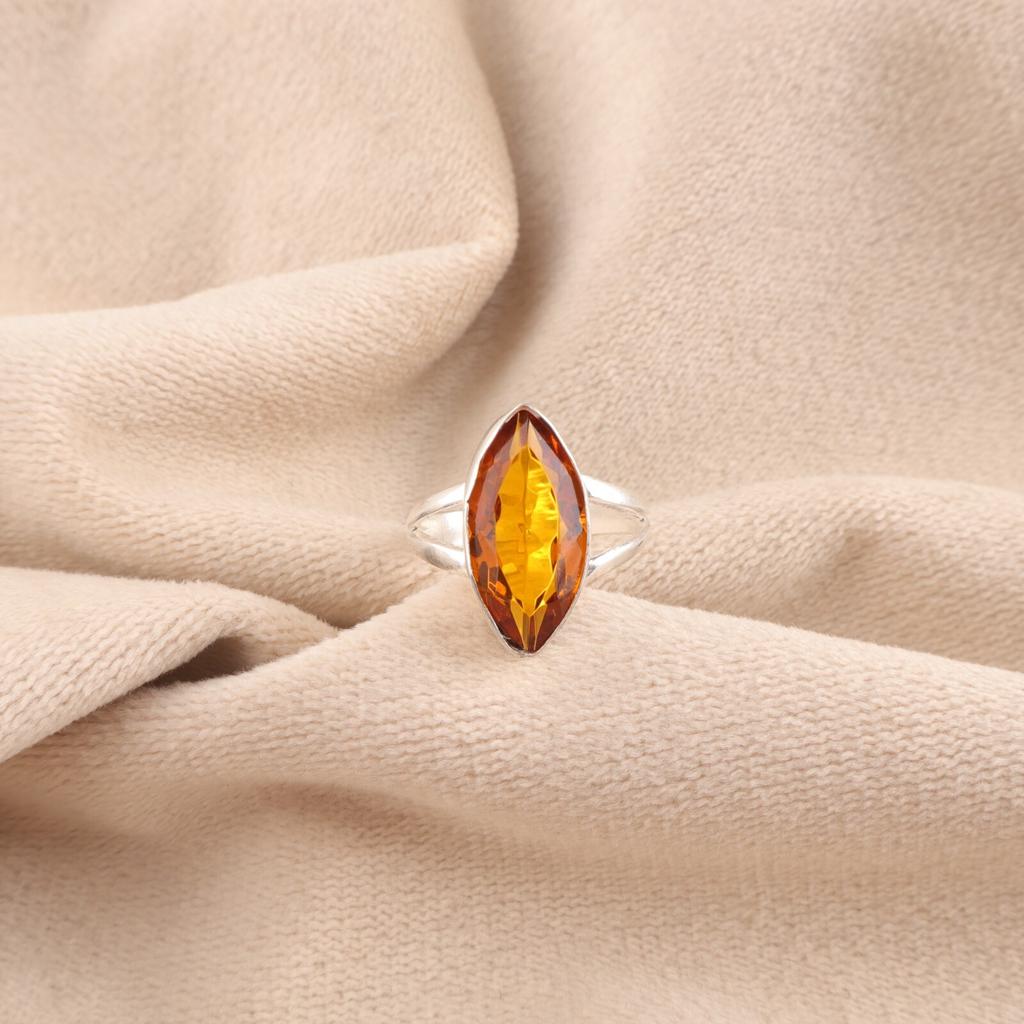 Gelber Citrin Edelstein 925 Sterlingsilber Handgefertigter Schmuck Statement Ring Für Sie RR-23-1