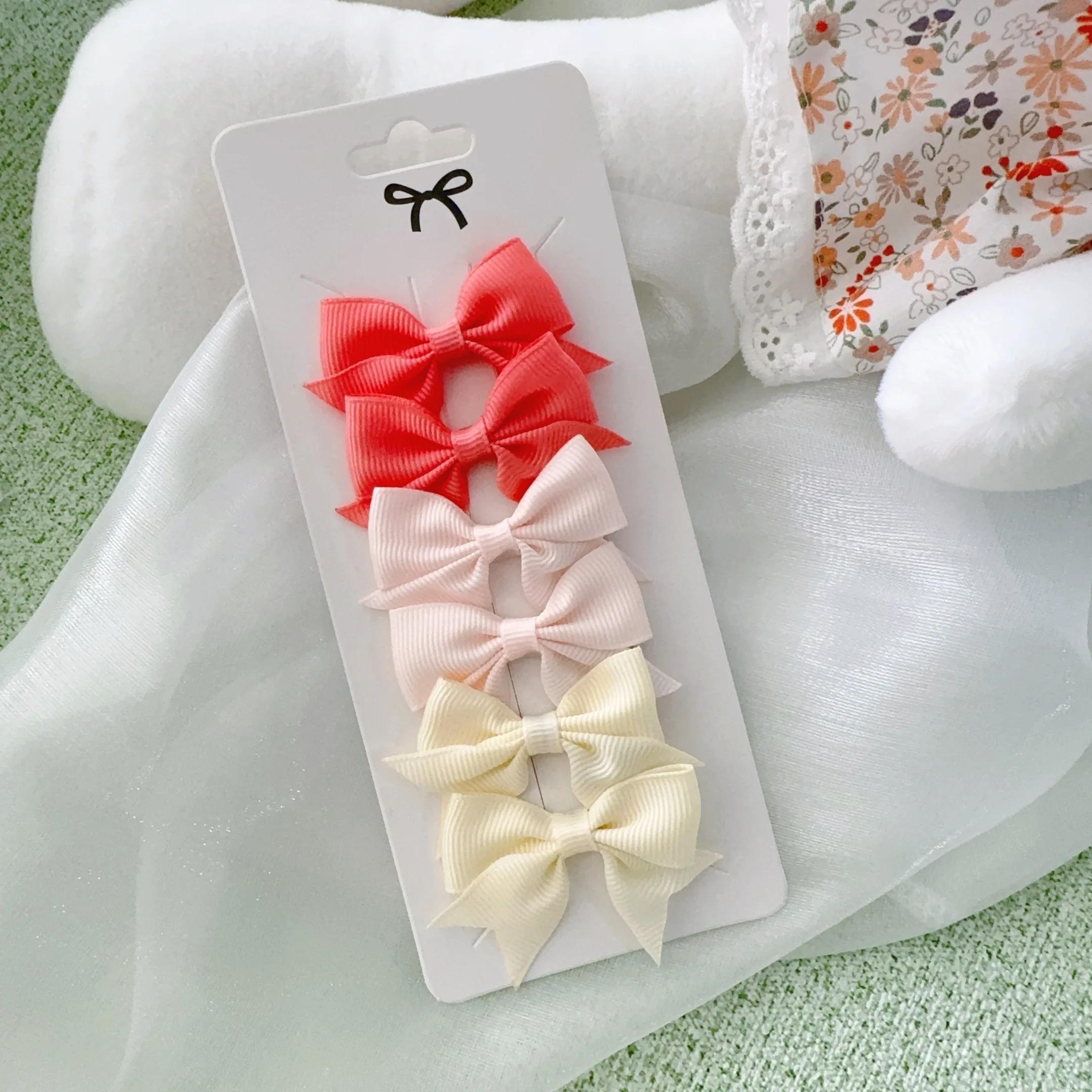 

6pcs/set Solid Color Simple Hair Gripes for Kids Girls Lovely Hair Bangs Ribbon Alloy Hairclip Children Hair Accessories