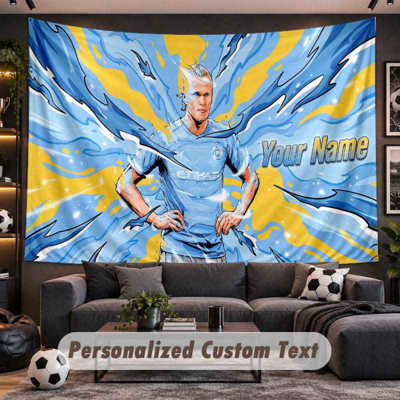 Wall Hanging Tapestry Custom NameErling Haaland Pattern Personalized Printed Fabric Wall Decor