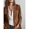 Women S Retro Suede Single Breasted Long Sleeve Jacket