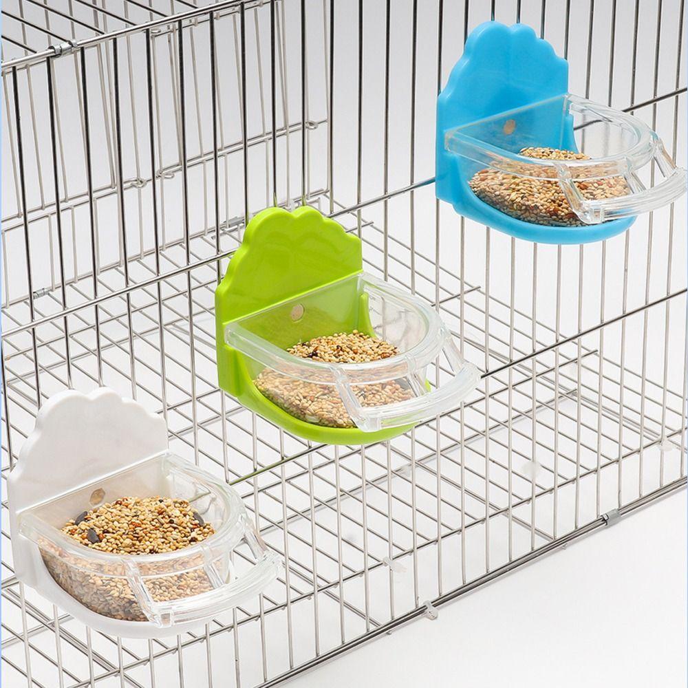 Semicircular Cage Mount Bird Feeder Detachable Transparent Bird Feeding Water Box with Non-slip Stand Easy To Install
