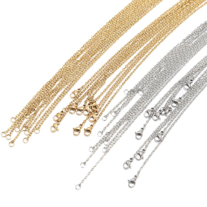 100pcs/lot Stainless Steel Rolo Cable Chain Necklace 1mm/1.5mm/2mm Necklaces For DIY Jewelry Making Findings