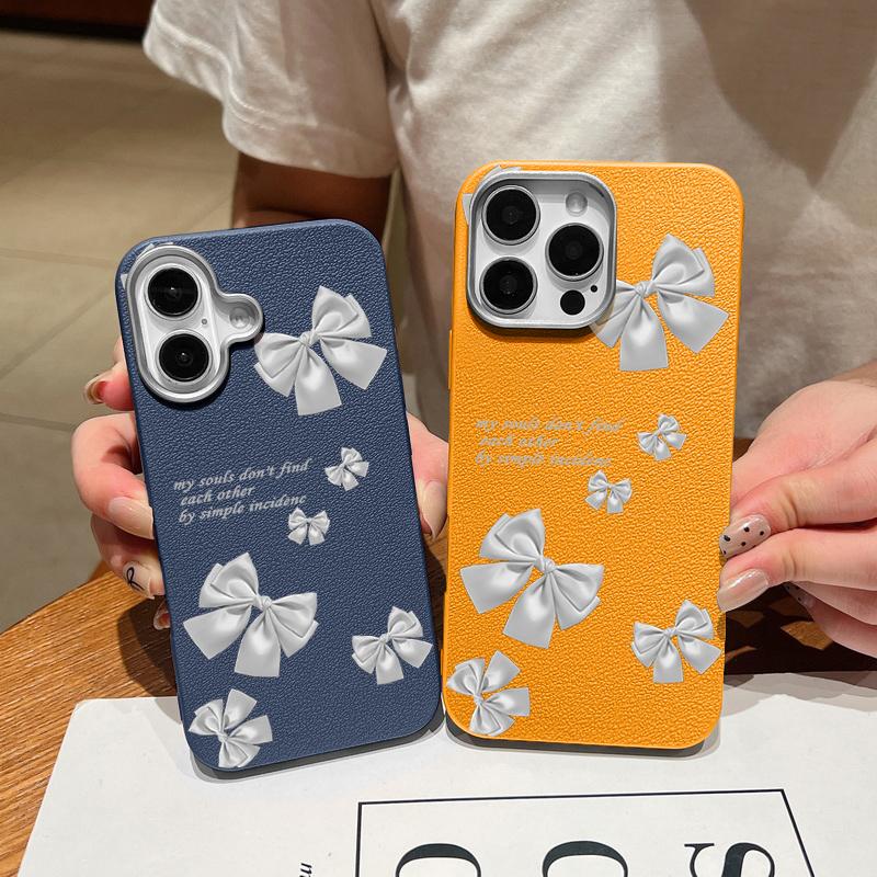 Plain Color Bowknot Patterned Phone Case for iPhone 16 Pro 15 14 Plus 13 12 Pro Max 11 Shockproof Leather Texture Soft Tpu Slim Matte Case Cover