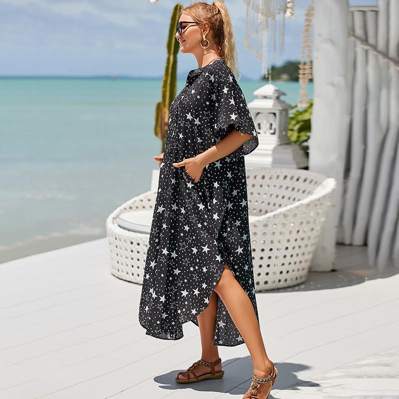 European & American Style Long Shirt Resort Cardigan - Women's Sun Protection Beach Cover-up