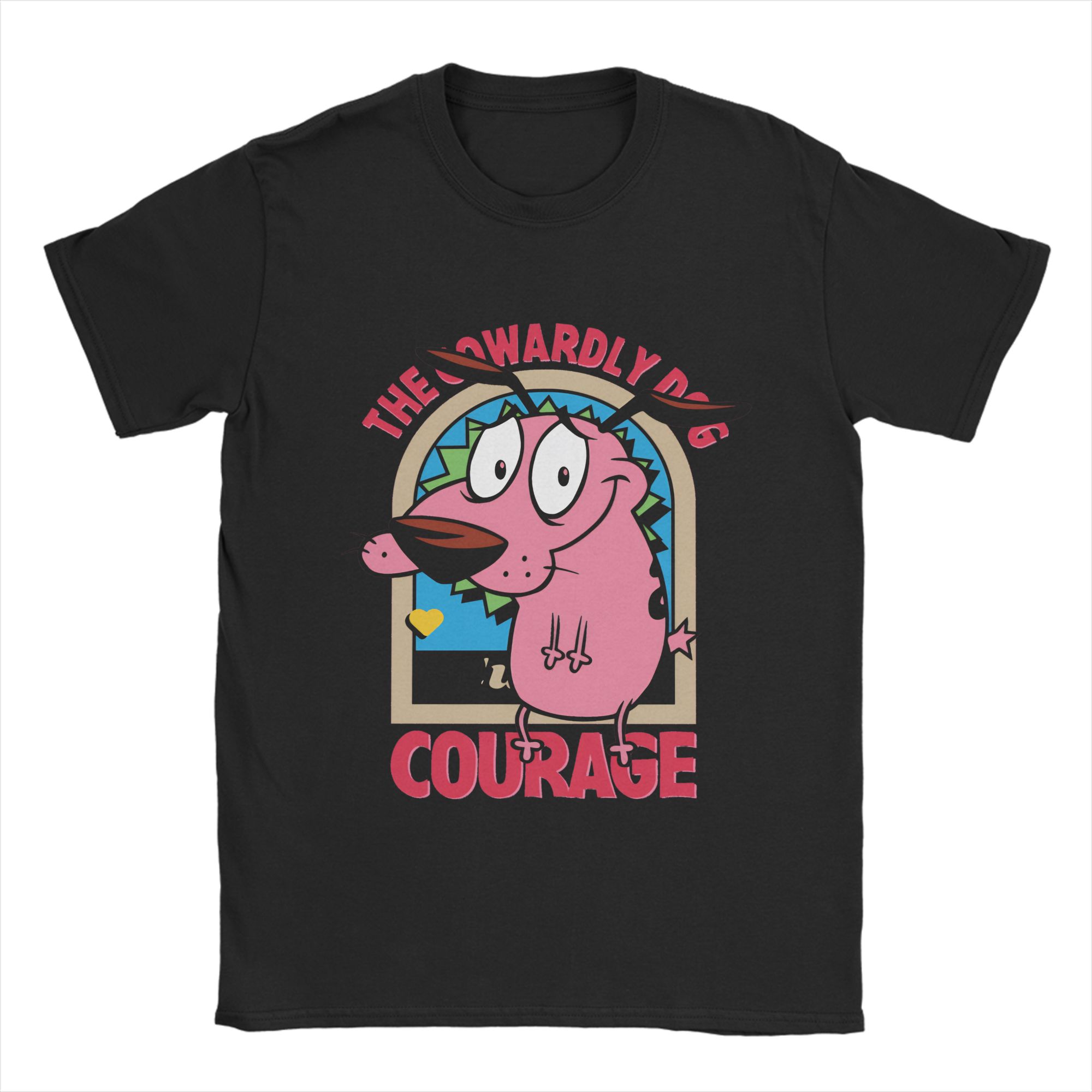 

Casual T-Shirt Summer Courage Dog Novelty T-Shirts Cotton Tshirt for Men Y2K Basic Custom Logo Short Sleeve Clothes 5XL різнокольоровий