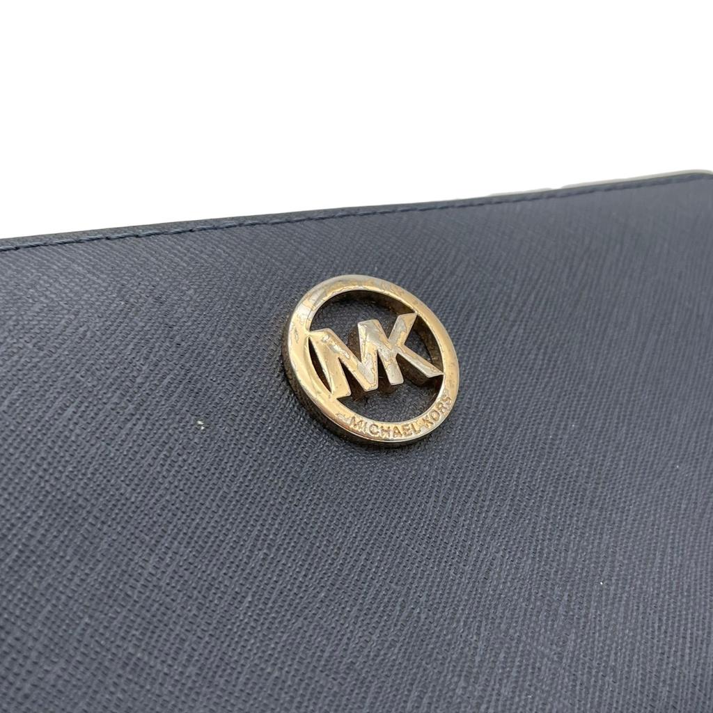 Used Michael Kors Purse / Zip Around Zip Around long walletPurse Navy/gold leather Women