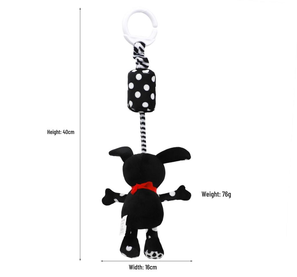 BBSKY Black & White Baby Stroller Mobile: Rabbit, Bee, Bird & Dog Plush Hanging Ornaments 