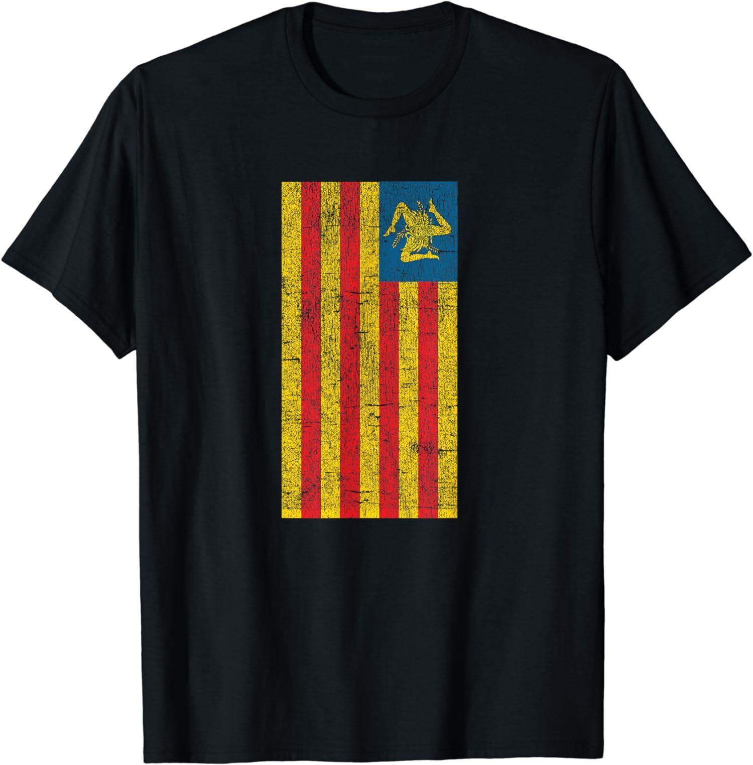 NEW LIMITED Sicilian Pride - Sicilia - Sicilian Flag Trinacria Faded Shirt S
