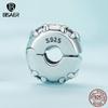 Bisaer 925 Sterling Silber einfache klassische Iris Positionierung Schnalle Charm Perlen für Frauen Original Armband Schmuck