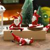 Yousheng Santa Claus Yoga Glass Ornament Desktop Art Figurine Healthy Humorous Holiday Decor Glass Art Ornament
