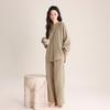 Womens Lightweight Cotton Pajama Set V-Neck Long Sleeve Loose Lounge Wear