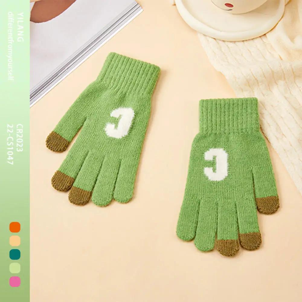 Winter Touch Screen Gloves Women Men Warm Stretch Knit Mittens Imitation Wool Full Finger Guantes Female Crochet Thicken