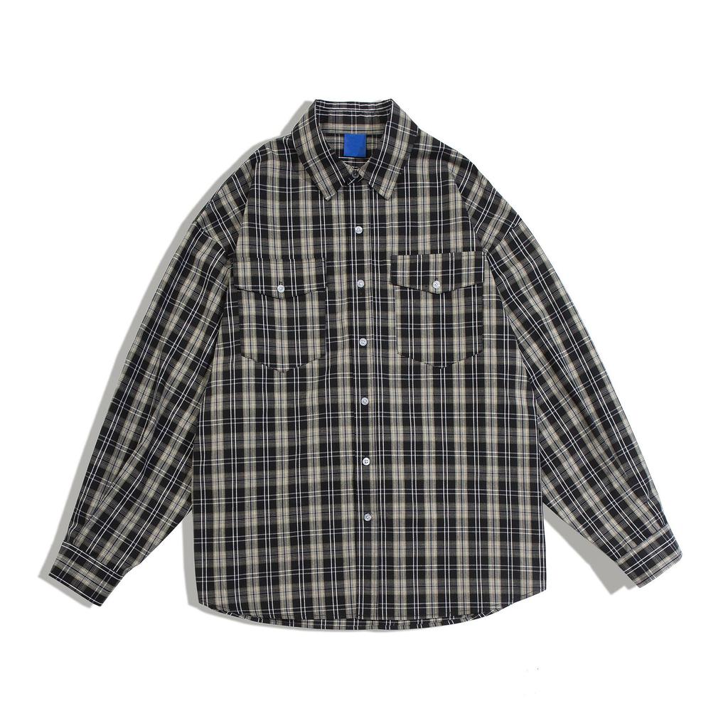 Unisex Frühling Retro Karomuster Langarmhemd - Lockerer, lässiger Preppy-Stil für Männer & Frauen