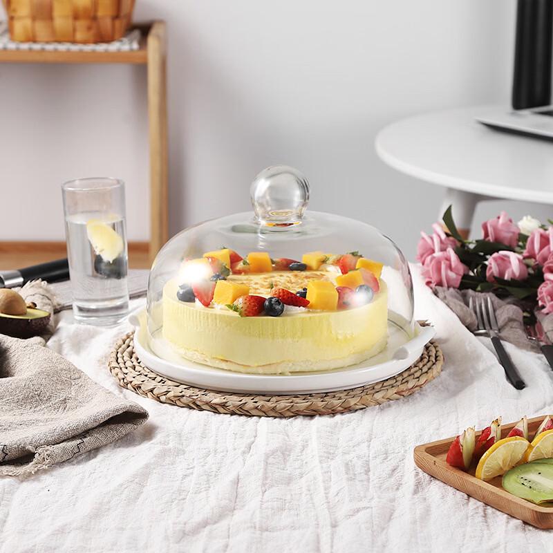 Keramický talíř na dort v japonském stylu se skleněným víkem