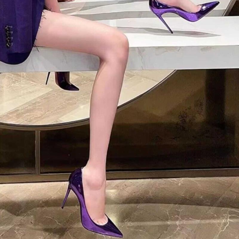 Women's Slim Heel Shoes Spring New Pointy Toe Shallow Mouth Slip-off Anti-slip Wear-resistant High Heels