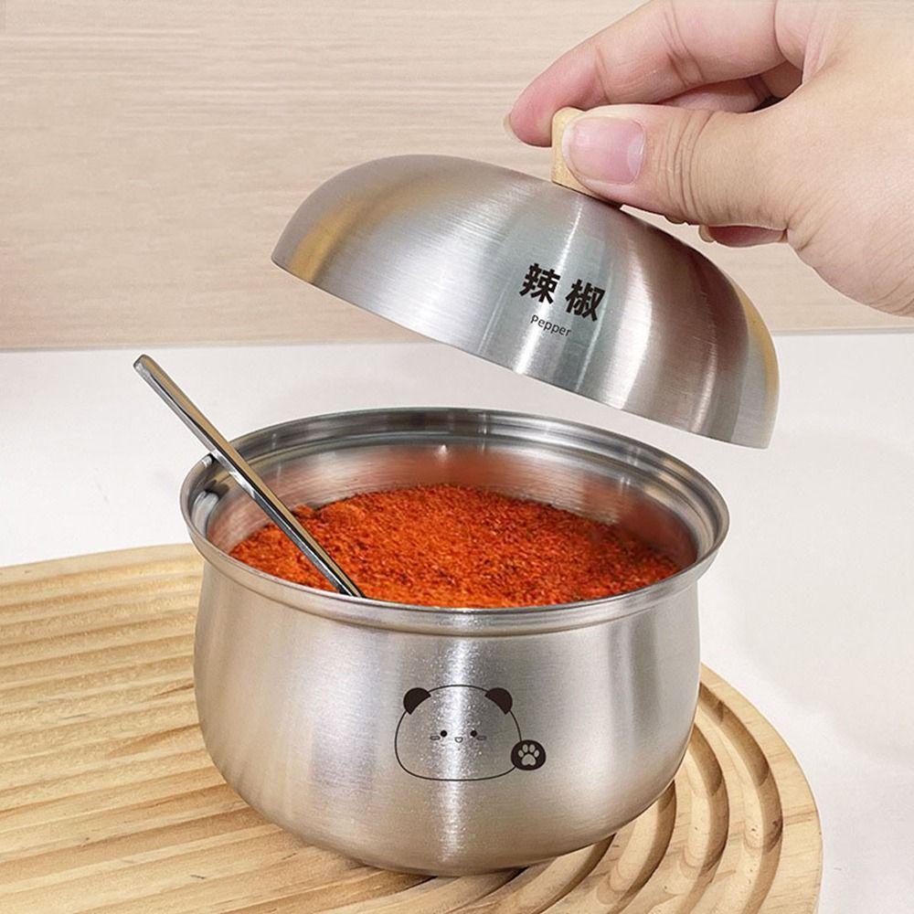 Large Capacity Kitchen Condiments Pot Silver Seasoning Jar Durable Salt Organizer  Coffee Storage
