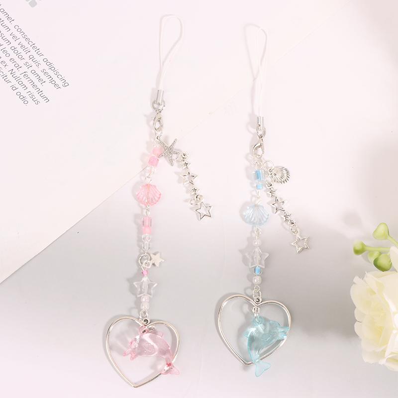 Summer Sea Dolphin Shell Star Phone Charms Pendant Diy Bead Safe Lucky Cases Hanging For Bag Ccd Camera Colorful Y2K Ins Korea