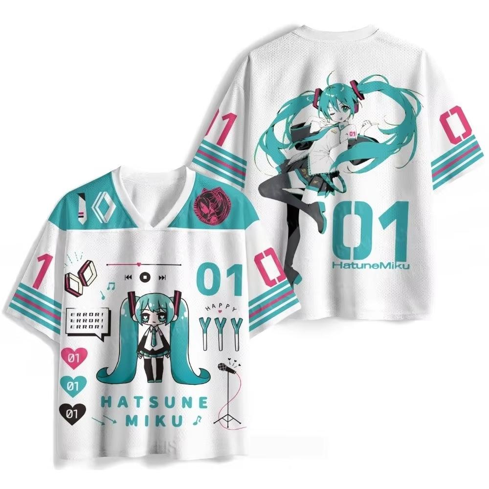 2026 Summer Hot Hatsune Miku 01 Print Baseball Jersey Unisex Casual Anime Fans T-shirt High-quality Trendy Breathable Clothing