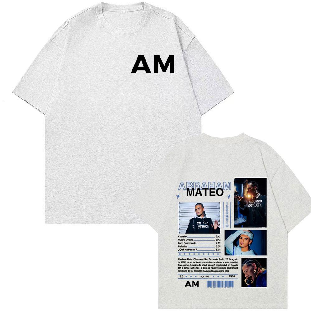 Abraham Mateo Double Sided Print T Shirt Unisex Unisex Latin Singer Tracklist Vintage Oversized Short Sleeve Hip Hop Graphic Tee