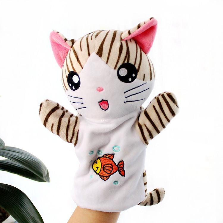 Original 25Cm Hand Puppet Soft Plush Toys Cute Elephant Lion Monkey Animal Stuffed Puppet Pretend Story Dolls Gift For Children