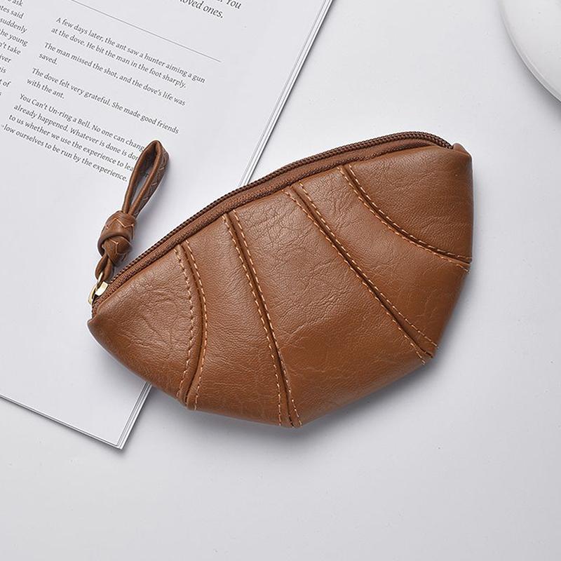 1pc New Retro Croissant Coin Purse Wristlet Bag Wallet Mini Zipper Girl Coin Wallet Cable Headset Bag Portable Lipstick Bag