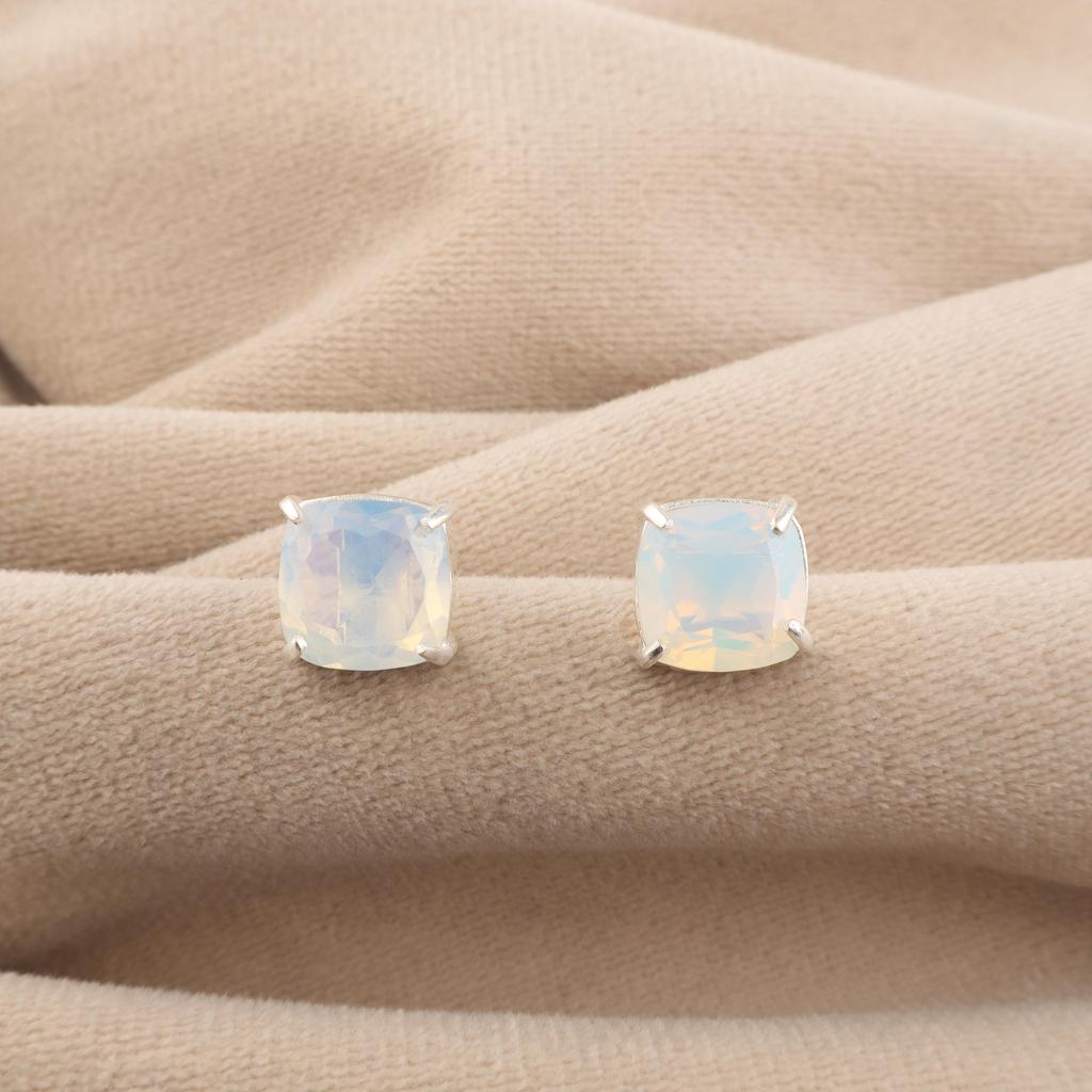Mjölkig Opal Ädelsten 925 Sterling Silver Smycken Vacker Kuddformad Örhänge 1" För Födelsedagspresent EE-181-16