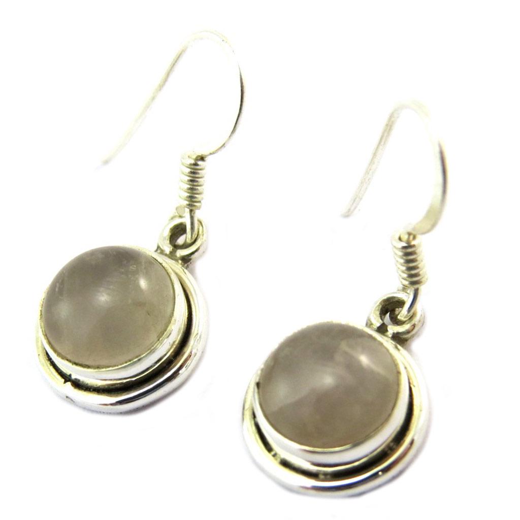 Les Trésors De Lily [P3769] - Boucles Argent 'Charmes' quartz rose - 10 mm