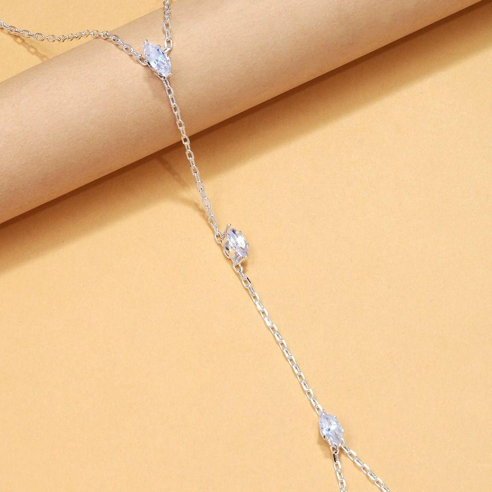 Personalized Gold/Silver Crystal Zircon Bracelet Hand Jewelry Women Thin Chain Finger Ring Hand Chain Finger Bracelet