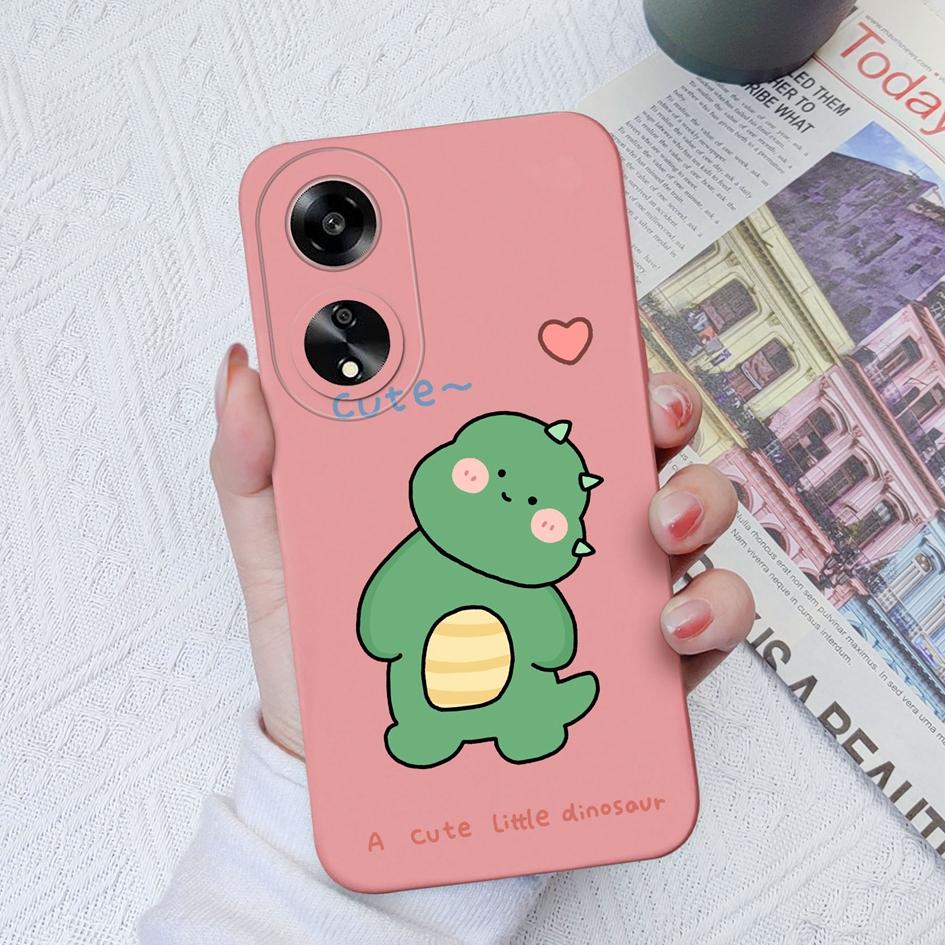 Schutzhüllen für Oppo A15 A1K A7 A35 A55 A1 A52 A11, süßes Dinosaurier-Muster, weiches, glattes Flüssigsilikon, hochwertige Anti-Fingerabdruck-Hülle für Oppo Capa