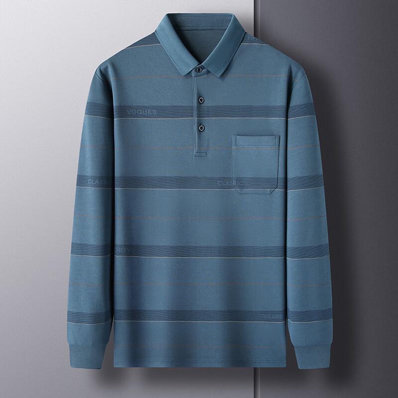 Firstview Men's Casual Striped Long Sleeve Polo Shirt