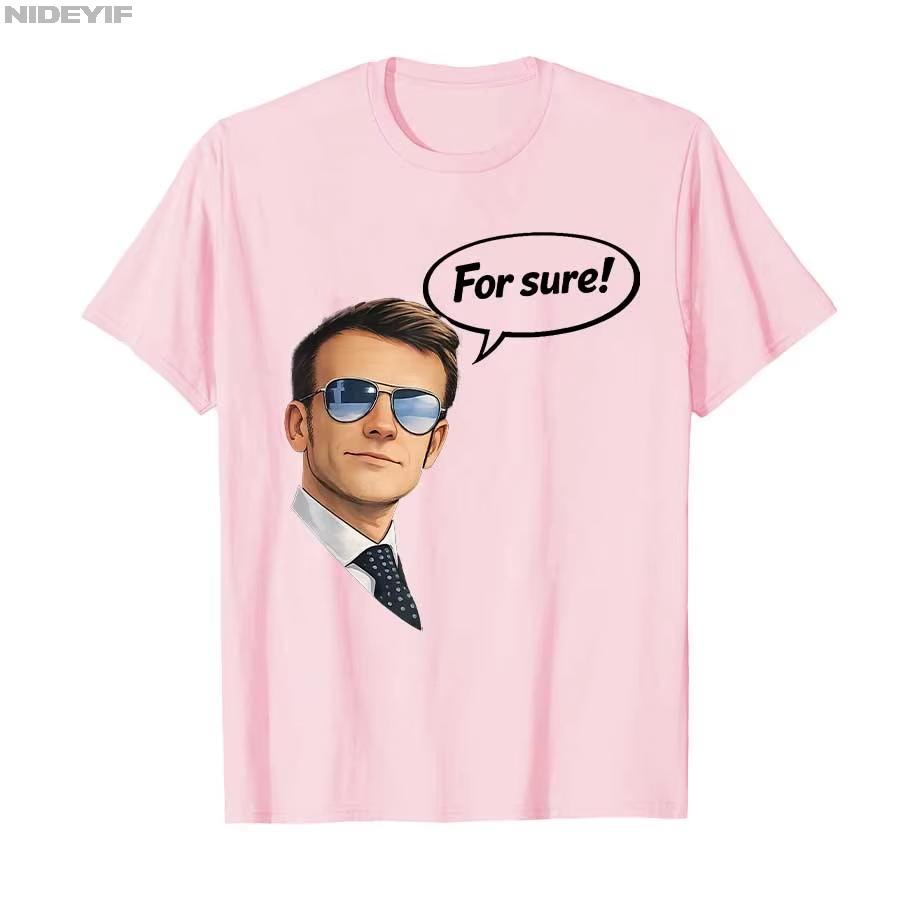 Funny for Sure Macron Glasses Meme Tshirt For Unisex Women Cotton T Shirts Short Sleeve Tops Oversized T Shirt Kawaii