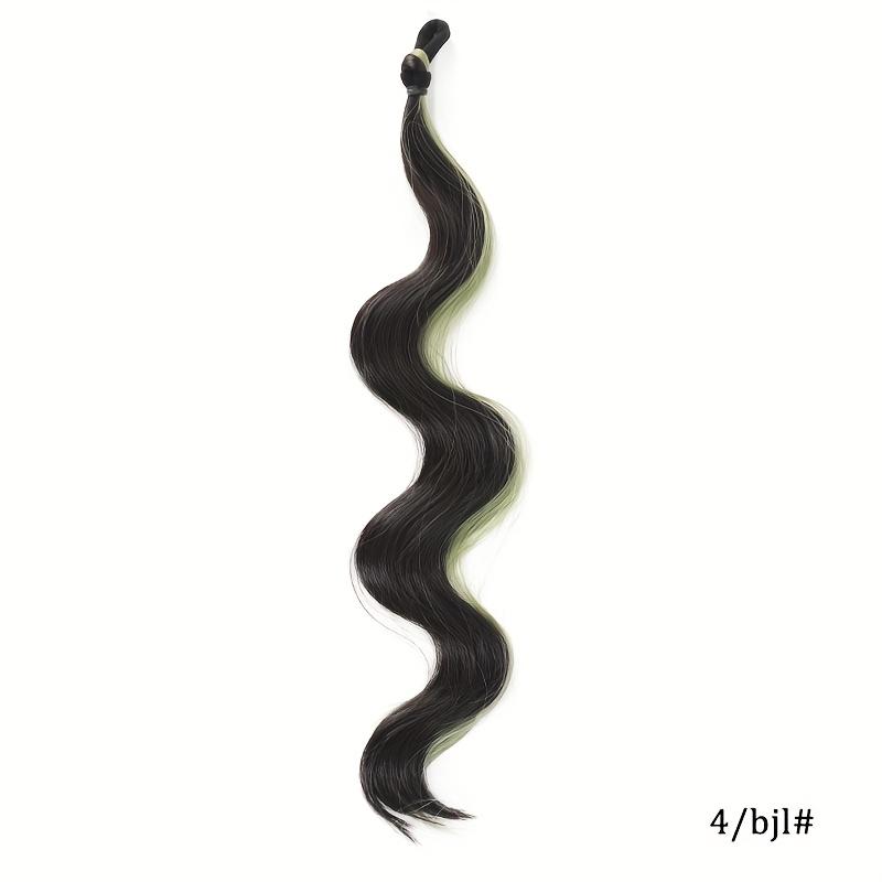 Long Synthetic 18inch Deep Wave Ponytail with Rubber Band DIY Self Winding Bun Head Curly Hair Bundle Omber Brown Black Green