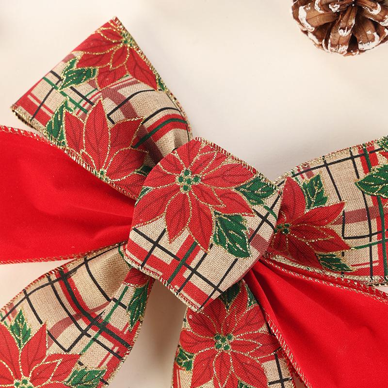 2pcs Decoration Bow Christmas Tree Pattern Print Party Decorative