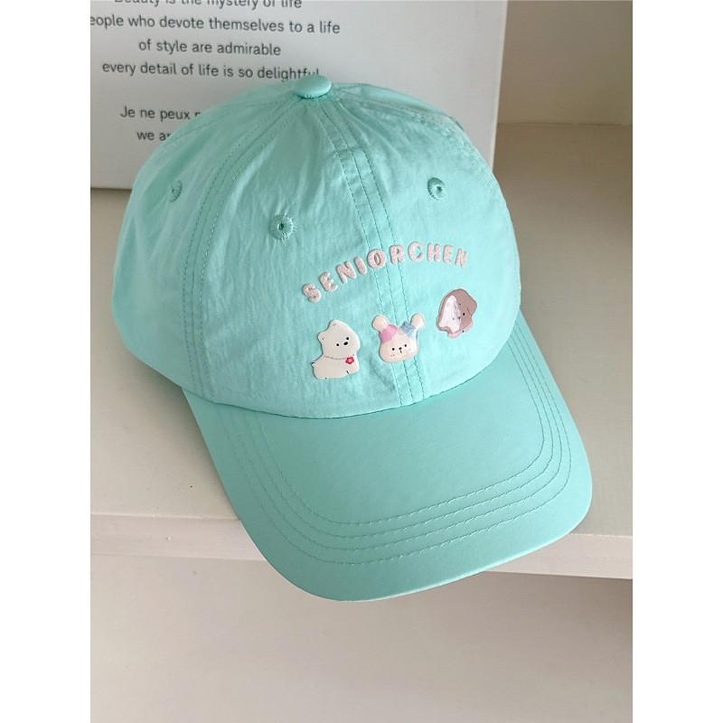 Japanese Cute Animal Cap With Embroidered Letters For Sun Protection And Casual Wear