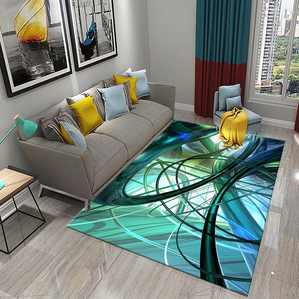 3D Vortex Illusion Teppich Eingangstür Bodenmatte Abstrakte geometrische optische Fußmatte rutschfeste Bodenmatte Wohnzimmer Dekor Teppich