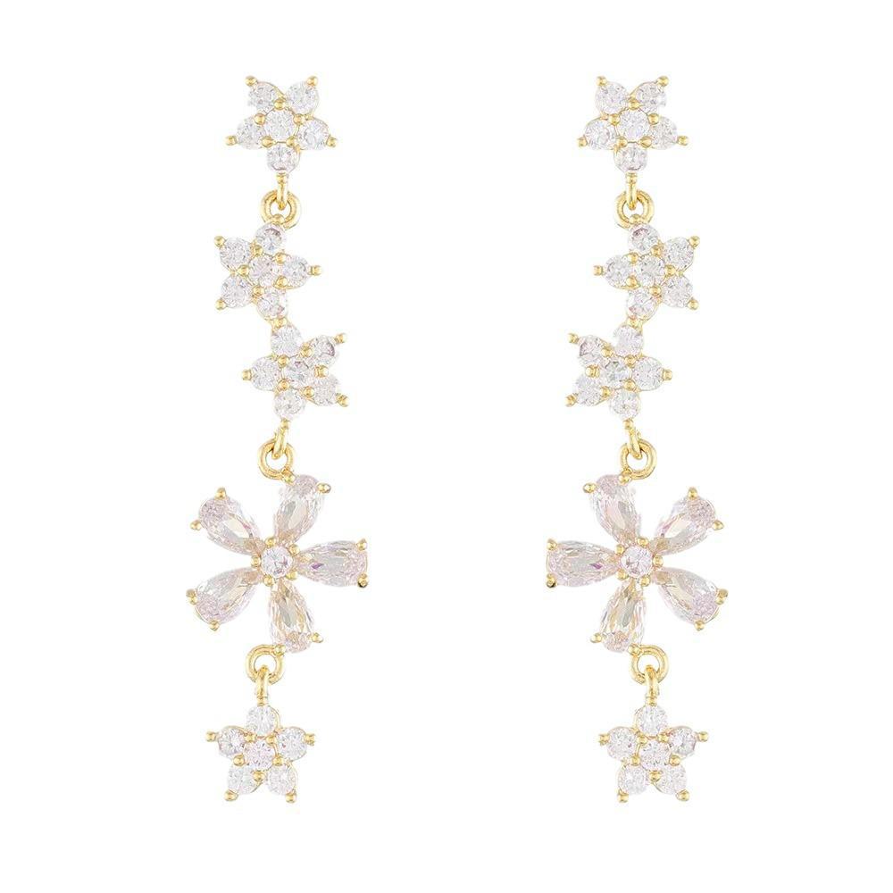 Elegante Diamant Zirkonia Blumen Ohrringe: Trendiges, luxuriöses Design für Frauen