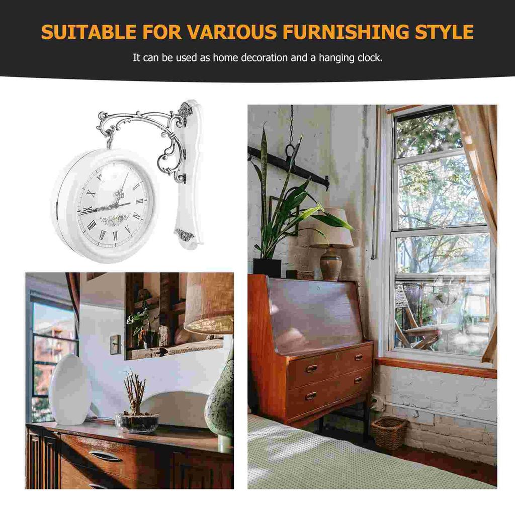 Stk Doppelseitige Drehende Wanduhr Retro Hängend Heimdekoration Büro Schlafzimmer Wohnzimmer Uhr Glas Kunststoff Vintage Uhren