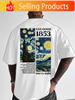 Unisexs Casual TShirt with Fashionable Starry Night Van Gogh and 1853 Print Comfortable Breathable Stretch Fabric for Home O