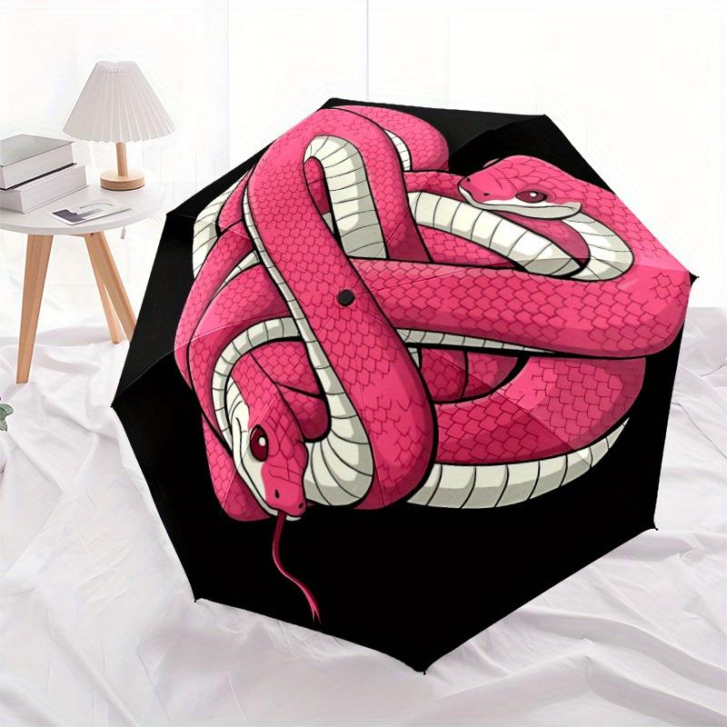 1pc Pink Snake HeartAutomatic Folding Umbrella, Portable & Foldable Design with 8 Ribs, Casual Outdoor Accessory yy250804272