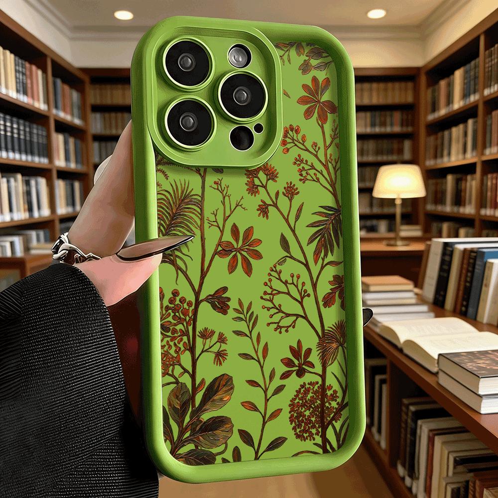 Autumn Botanical Leaves Pattern Phone Case for iPhone 17 16 15 14 13 12 11 Pro Max Plus Anti Scratch, Gel Flexible Protective