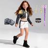 Ensemble de 3 pièces pour jeu de rôle chanteur pop pour enfants Costume coréen Uniforme d'équipe pour filles Gilet+Manteau+Pantalon