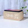 Perpetual Calendar Electronic Clock Wireless Charging Clock Wooden Weekly Snooze Alarm Clock Creative Wireless Charging Digital Clock