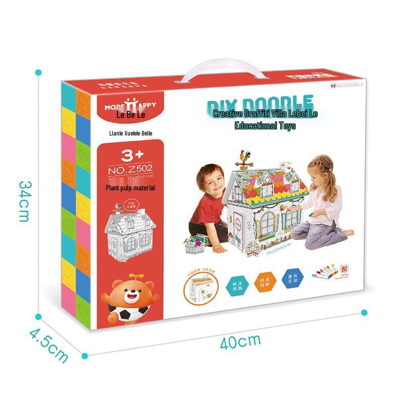 DIY Cardboard House Model for Kids: Creative Early Education Puzzle Toy (Ages 3-6)